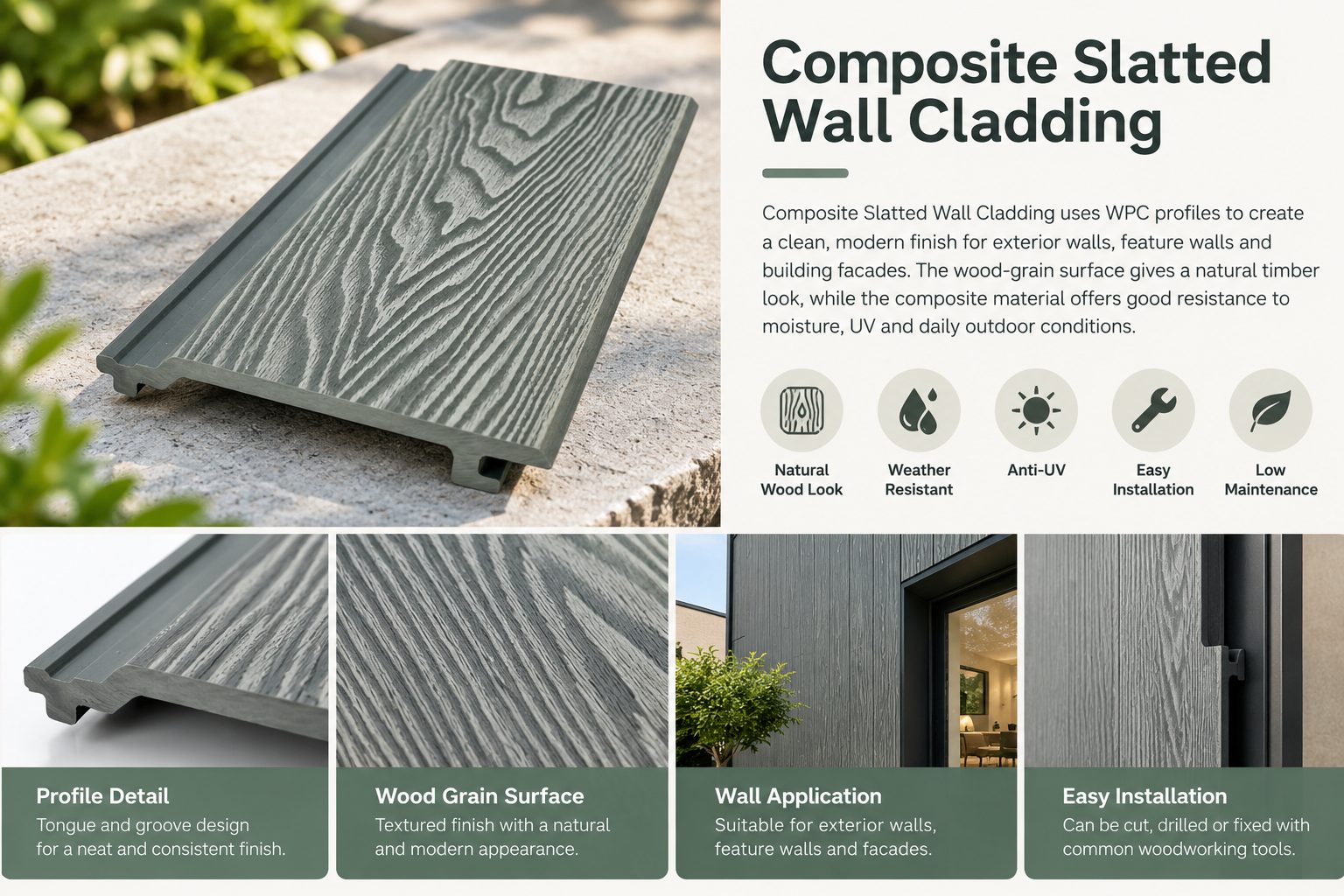 Composite Slatted Wall Cladding Composite Slatted Wall Cladding